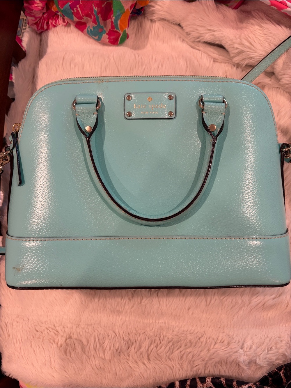 kate spade Aqua Dome Satchel with Gold Hardware